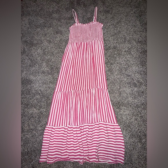 Raviya pink striped floor length maxi dress with pockets - Picture 4 of 4